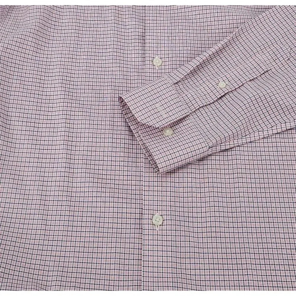 Banana Republic Men Non Iron Slim Fit Long Sleeve Shirt‎ Size Large Red Plaid